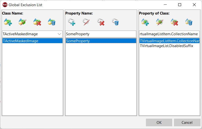 Global Exclusion List property editor Global Exclusion List property editor